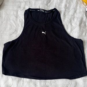 Puma Black Women's Crop Tank with White Logo